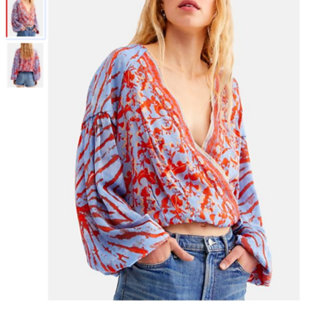 Free People Blue Cruisin' Together Print Top XS